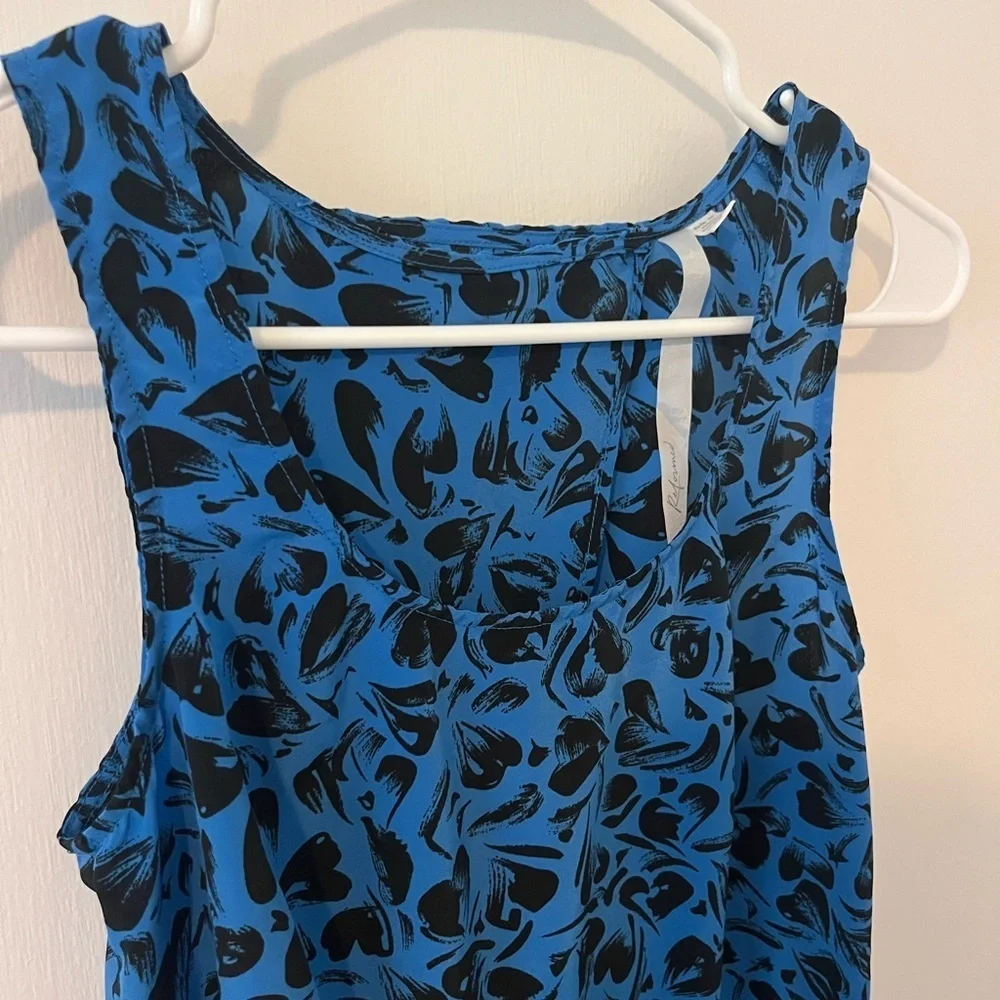 Reformed Urban Outfitters Mini Dress Sleeveless Blue Black Hearts Cutout Small